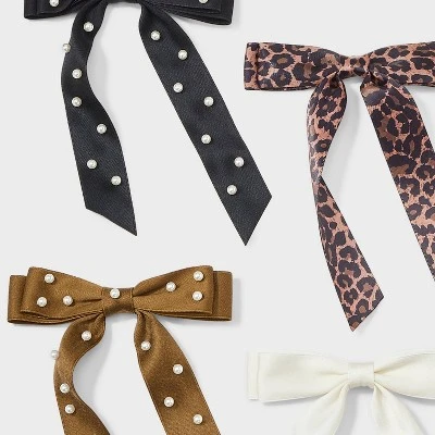 Ribbon Pearls Salon Hair Clip Set 5pc - Wild Fable™ Black/White/Yellow 4 Ribbon Pearls Salon Hair Clip Set 5pc - Wild Fable™ Black/White/Yellow - Image 2