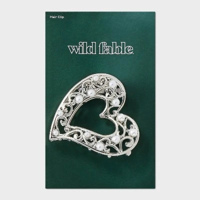 Heart Pearls Claw Hair Clip - Wild Fable™ Metallic Silver: Secures All Hair Types, Zinc & Iron Material, 18+ Age 3 Heart Pearls Claw Hair Clip - Wild Fable™ Metallic Silver: Secures All Hair Types, Zinc & Iron Material, 18+ Age