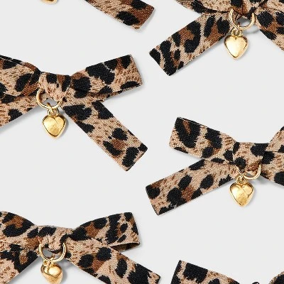 Mini Bows With Heart Charms Pelican Hair Clip Set 6pc - Wild Fable™ Leopard Print 5 Mini Bows With Heart Charms Pelican Hair Clip Set 6pc - Wild Fable™ Leopard Print - Image 3