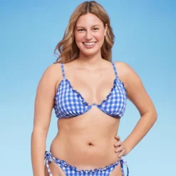 Women's Ruffle Trim Textured Underwire Bikini Top - Wild Fable™ Cobalt Blue Gingham Print 12 Women's Ruffle Trim Textured Underwire Bikini Top - Wild Fable™ Cobalt Blue Gingham Print -Wild Fable Shop GUEST 883afe24 3879 45e4 ac48 fa238e7aa9ec