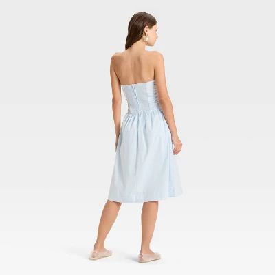 Women's Ruched Poplin Midi Tube Dress - Wild Fable™ 3 Women's Ruched Poplin Midi Tube Dress - Wild Fable™