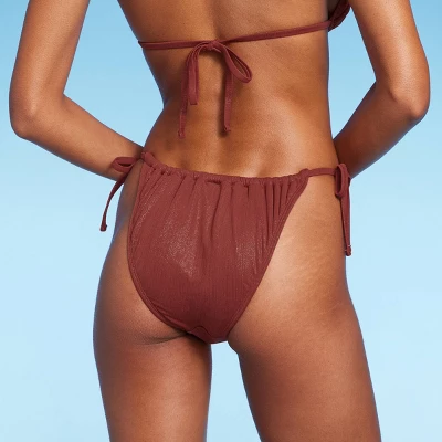 Women's Side-Tie Adjustable Extra High Leg Lurex Plisse Textured Bikini Bottom - Wild Fable™ 3 Women's Side-Tie Adjustable Extra High Leg Lurex Plisse Textured Bikini Bottom - Wild Fable™