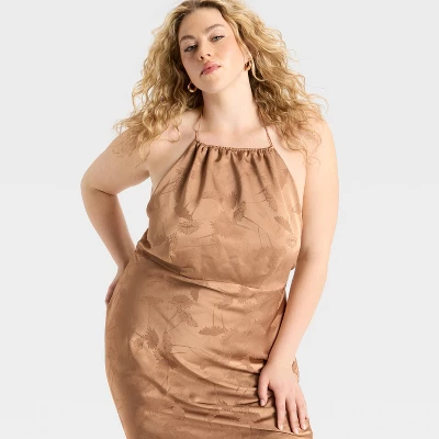 Women's Jacquard Maxi Empire Waist Dress - Wild Fable™ Brown Floral 5 Women's Jacquard Maxi Empire Waist Dress - Wild Fable™ Brown Floral - Image 3