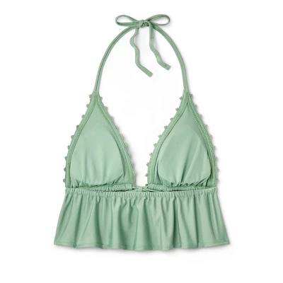 Women's Crochet Tie-Front Longline Bikini Top - Wild Fable™ Soft Green 8 Women's Crochet Tie-Front Longline Bikini Top - Wild Fable™ Soft Green - Image 6