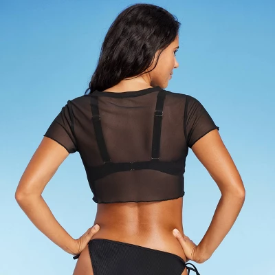 Women's Mesh Cover Up Short Sleeve Crop Top - Wild Fable™ 5 Women's Mesh Cover Up Short Sleeve Crop Top - Wild Fable™ - Image 3