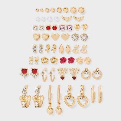 Floral And Heart Earring Set 30pc- Wild Fable™ Red/Gold/Pink 5 Floral And Heart Earring Set 30pc- Wild Fable™ Red/Gold/Pink - Image 3