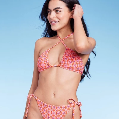 Women's U Bralette Multiway Bikini Top - Wild Fable™ Orange Tile Print 7 Women's U Bralette Multiway Bikini Top - Wild Fable™ Orange Tile Print - Image 5