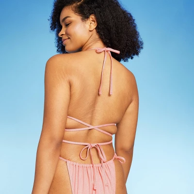 Women's Triangle Wrap Bikini Top - Wild Fable™ Pink Lurex 3 Women's Triangle Wrap Bikini Top - Wild Fable™ Pink Lurex