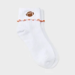 Women's Game Day Embroidered Football Pointelle Bobby Socks With Lettuce Edge Cuff - Wild Fable™ -Wild Fable Shop GUEST 9c56199e 3170 4aab 929b 8cf3f600922c