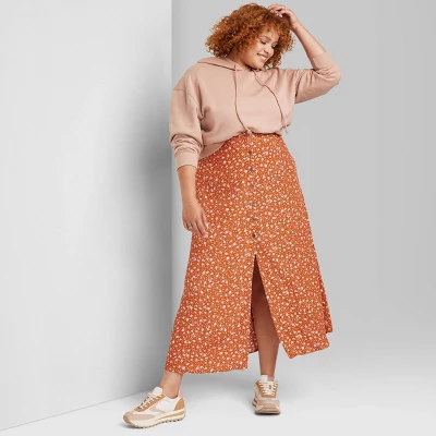 Women's Button-Front Printed Midi Skirt - Wild Fable™ 7 Women's Button-Front Printed Midi Skirt - Wild Fable™ - Image 5