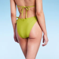 Women's Crochet Trim Side-Tie High Leg Extra Cheeky Bikini Bottom - Wild Fable⢠Green