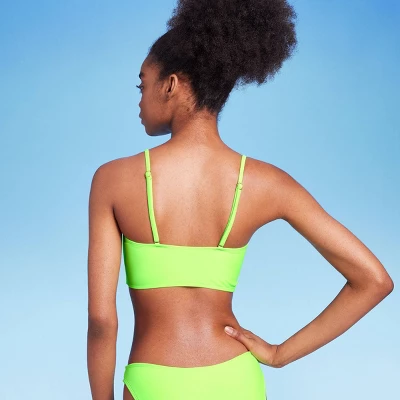 Women's Lace-Up Longline Bikini Top - Wild Fable™ Neon Green 6 Women's Lace-Up Longline Bikini Top - Wild Fable™ Neon Green - Image 4