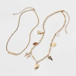 Game Day Charm Necklace Set 2pc - Wild Fable⢠Gold