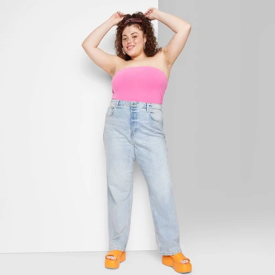 Women's Super-High Rise Distressed Straight Jeans - Wild Fable™ Light Wash 6 Women's Super-High Rise Distressed Straight Jeans - Wild Fable™ Light Wash - Image 4