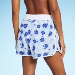 Women's 4" Inseam High Waist Lace-Up Board Shorts - Wild Fable⢠Blue Floral Print