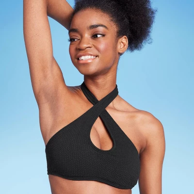 Women's Cross Front Pucker Textured Halter Bikini Top - Wild Fable™ 4 Women's Cross Front Pucker Textured Halter Bikini Top - Wild Fable™ - Image 2