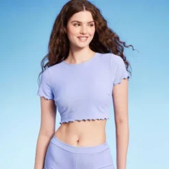 Women's Ruffle Detail Ribbed Short Sleeve Cropped Rashguard - Wild Fable™ Purple 9 Women's Ruffle Detail Ribbed Short Sleeve Cropped Rashguard - Wild Fable™ Purple -Wild Fable Shop GUEST ae778006 d718 4b51 af3b 2a50e3c3e5f4