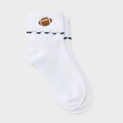 Women's Game Day Embroidered Football Pointelle Bobby Socks With Lettuce Edge Cuff - Wild Fable™ -Wild Fable Shop GUEST af1bde66 a44c 4342 a853 3873263df3b4