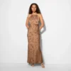 Women's Jacquard Maxi Empire Waist Dress - Wild Fable™ Brown Floral -Wild Fable Shop GUEST af2ff474 c761 4932 8f08 5750a8891341