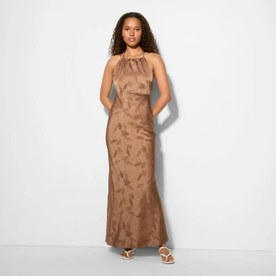 Women's Jacquard Maxi Empire Waist Dress - Wild Fable™ Brown Floral 3 Women's Jacquard Maxi Empire Waist Dress - Wild Fable™ Brown Floral
