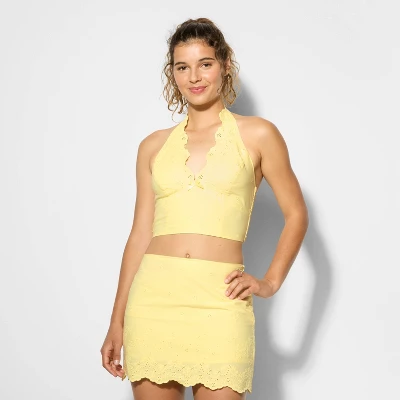 Women's V-Neck Cropped Halter Top - Wild Fable™ 3 Women's V-Neck Cropped Halter Top - Wild Fable™