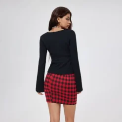 Women's V-Neck Knotted Long Sleeve Blouse - Wild Fableā¢