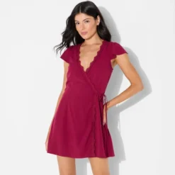 Women's Lace Trim Wrap Mini Dress - Wild Fable™ Burgundy 8 Women's Lace Trim Wrap Mini Dress - Wild Fable™ Burgundy -Wild Fable Shop GUEST c03f3fcb 4a19 48c6 bd98 b6d7c9d1ff8e