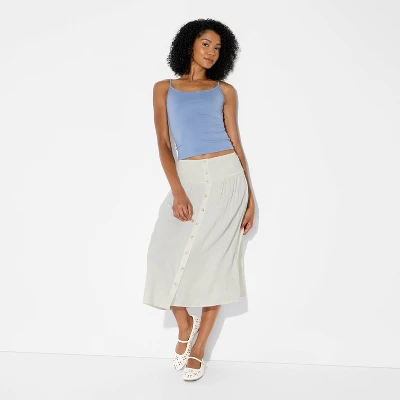Women's Maxi Dropwaist Button-Front Skirt - Wild Fable™ Off-White 5 Women's Maxi Dropwaist Button-Front Skirt - Wild Fable™ Off-White - Image 3