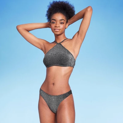 Women's High Leg Cheeky Bikini Bottom - Wild Fable™ Black Lurex 4 Women's High Leg Cheeky Bikini Bottom - Wild Fable™ Black Lurex - Image 2