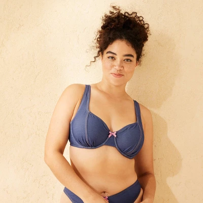 Women's Underwire Bikini Top - Wild Fable™ Blue Denim 5 Women's Underwire Bikini Top - Wild Fable™ Blue Denim - Image 3
