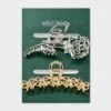Bow And Rose Claw Hair Clip Set 2pc - Wild Fable™ Gold/Silver