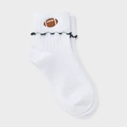 Women's Game Day Embroidered Football Pointelle Bobby Socks With Lettuce Edge Cuff - Wild Fable™ -Wild Fable Shop GUEST d82cbfbc da04 469f a293 d84daac02d44