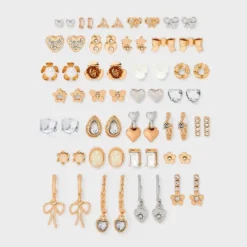 Flower Bow And Heart Earring Set 30pc - Wild Fable™ Gold -Wild Fable Shop GUEST d97d6ecf 0783 432c 980d 686a69e1147d