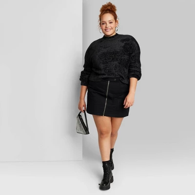 Women's Mock Turtleneck Fuzzy Boxy Pullover Sweater - Wild Fable™ 5 Women's Mock Turtleneck Fuzzy Boxy Pullover Sweater - Wild Fable™ - Image 3