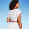 Women's Tie-Front Cover Up Short Sleeve Crop Top - Wild Fable™ White -Wild Fable Shop GUEST dddcb6fc d02b 46c3 92ea ecbeffe171bc