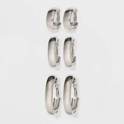 Wide Hoop Earring Set 3pc - Wild Fable™ Silver: Clip-In Clasp, Nickel-Free Metal, 2" Diameter 5 Wide Hoop Earring Set 3pc - Wild Fable™ Silver: Clip-In Clasp, Nickel-Free Metal, 2" Diameter -Wild Fable Shop GUEST de4e01dc 868a 4e44 9892 35b6740f7190