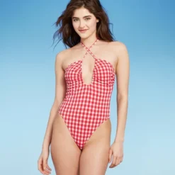 Women's Keyhole Cross Front Halter Ultra High Leg Cheeky One Piece Swimsuit - Wild Fable™ Red -Wild Fable Shop GUEST e21287da b6cf 4776 80bf c28daabbafaa