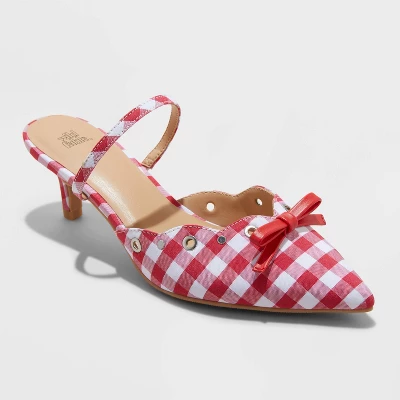 Women's Lysandra Gingham Eyelet Kitten Heels - Wild Fable™ Red 6 Women's Lysandra Gingham Eyelet Kitten Heels - Wild Fable™ Red - Image 4