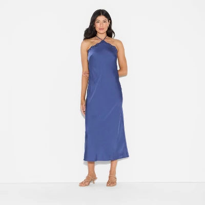 Women's Lace Trim Maxi A-Line Dress - Wild Fable™ Blue 3 Women's Lace Trim Maxi A-Line Dress - Wild Fable™ Blue