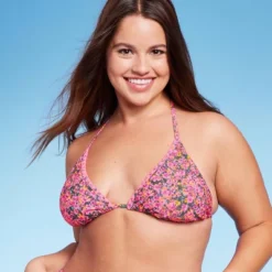 Women's Crochet Trim Triangle Bikini Top - Wild Fable™ Pink Floral Print 11 Women's Crochet Trim Triangle Bikini Top - Wild Fable™ Pink Floral Print -Wild Fable Shop GUEST ef63c56e 5c35 45e9 9007 3f4fe89e2563