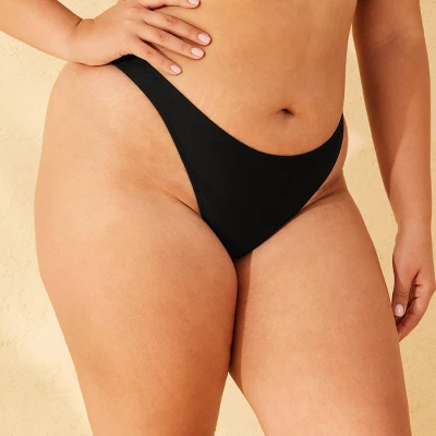 Women's Scoop Front High Leg Thong Bikini Bottom - Wild Fable™ Black 5 Women's Scoop Front High Leg Thong Bikini Bottom - Wild Fable™ Black - Image 3