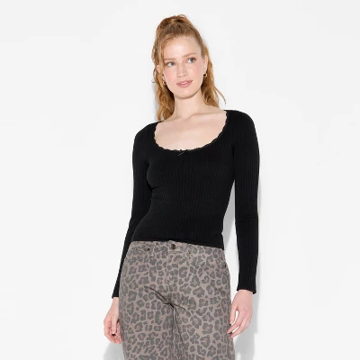 Women's Long Sleeve Seamless Square Neck Blouse - Wild Fable™ 3 Women's Long Sleeve Seamless Square Neck Blouse - Wild Fable™