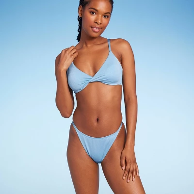 Women's Low-Rise Cheeky High Leg Bikini Bottom - Wild Fable™ Blue Lurex 4 Women's Low-Rise Cheeky High Leg Bikini Bottom - Wild Fable™ Blue Lurex - Image 2
