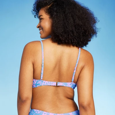 Women's Paisley Print Cut Out Bralette Bikini Top - Wild Fable™ Blue/Pink 6 Women's Paisley Print Cut Out Bralette Bikini Top - Wild Fable™ Blue/Pink - Image 4