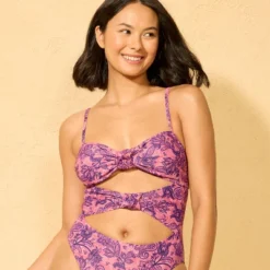 Women's Paisley Print Knotted Front Extra High Leg Extra Cheeky One Piece Swimsuit - Wild Fable™ Pink/Purple 8 Women's Paisley Print Knotted Front Extra High Leg Extra Cheeky One Piece Swimsuit - Wild Fable™ Pink/Purple -Wild Fable Shop GUEST fa4f8913 4923 459f 975c 2b1c49043b80