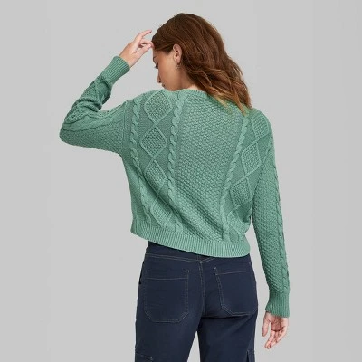 Women's Cropped Cable Pullover - Wild Fable™ 4 Women's Cropped Cable Pullover - Wild Fable™ - Image 2