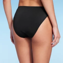 Women's Ribbed Scoop Front High Leg Cheeky Bikini Bottom - Wild Fableā¢